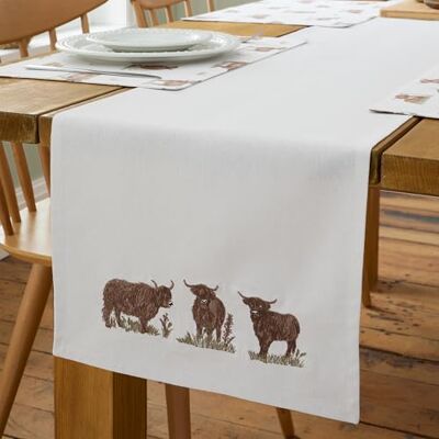 Catherine Lansfield Angus Chemin de Table en Coton Motif Vache des Highlands Naturel 33 x 220 cm - Publicité Catherine Lansfield Angus Chemin de Table en Coton Motif Vache des Highlands Naturel 33 x 220 cm - Publicité