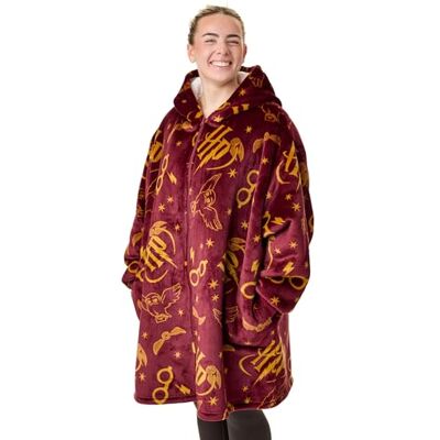 Harry Potter Couverture portable à capuche pour femme Polaire zippée à capuche pour adultes (Bourgogne) HP All Over Hedwig Owl Print Sherpa Lined Loungewear avec poches - Publicité Harry Potter Couverture portable à capuche pour femme Polaire zippée à capuche pour adultes (Bourgogne) HP All Over Hedwig Owl Print Sherpa Lined Loungewear avec poches - Publicité
