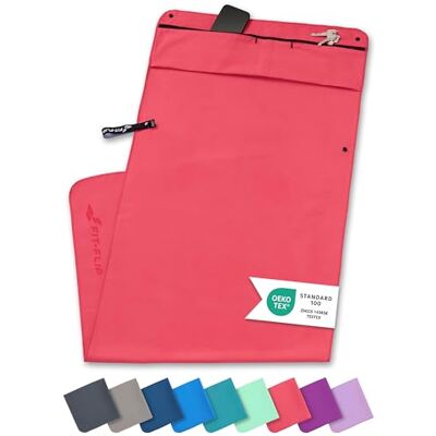 Fit-Flip Ensemble de Serviette de Fitness avec Compartiment à Tirette + Fermoir magnétique – Serviette de Sport en Microfibre brevetée, Serviette Microfibre – Corail - Publicité Fit-Flip Ensemble de Serviette de Fitness avec Compartiment à Tirette + Fermoir magnétique – Serviette de Sport en Microfibre brevetée, Serviette Microfibre – Corail - Publicité