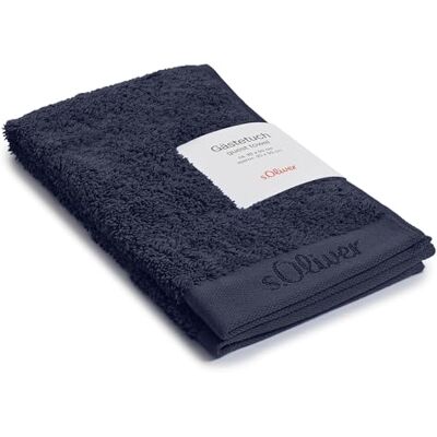 s.Oliver Serviette d'invité 30 x 50 cm – 100 % coton, 600 g/m², douce et absorbante, serviette d'invité bleu foncé - Publicité s.Oliver Serviette d'invité 30 x 50 cm – 100 % coton, 600 g/m², douce et absorbante, serviette d'invité bleu foncé - Publicité