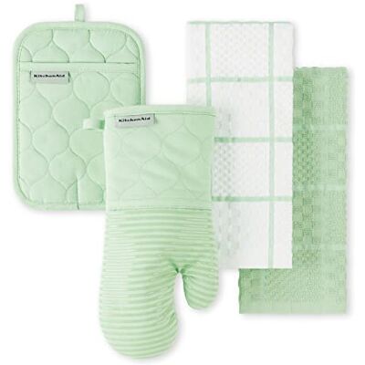KitchenAid Lot de 4 Gants de Cuisine matelassés en Coton éponge Résistants à la Chaleur Poignée en Silicone 40,6 x 66 cm, 17,8 x 33 cm et 17,8 x 25,4 cm Vert Pistache - Publicité KitchenAid Lot de 4 Gants de Cuisine matelassés en Coton éponge Résistants à la Chaleur Poignée en Silicone 40,6 x 66 cm, 17,8 x 33 cm et 17,8 x 25,4 cm Vert Pistache - Publicité