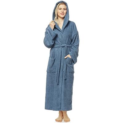 Arus Peignoir de bain pour femmes avec capuchon, longueur cheville, Bleu océan, XL-XXL long - Publicité Arus Peignoir de bain pour femmes avec capuchon, longueur cheville, Bleu océan, XL-XXL long - Publicité