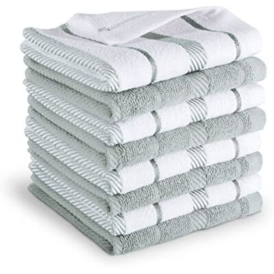 KitchenAid Albany Lot de 8 torchons à Vaisselle, Gris Mat/Blanc, 30,5 x 30,5 cm - Publicité KitchenAid Albany Lot de 8 torchons à Vaisselle, Gris Mat/Blanc, 30,5 x 30,5 cm - Publicité