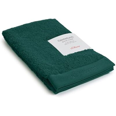 s.Oliver Serviette d'invité 30 x 50 cm 100 % coton, 600 g/m², douce et absorbante Vert bouteille - Publicité s.Oliver Serviette d'invité 30 x 50 cm 100 % coton, 600 g/m², douce et absorbante Vert bouteille - Publicité