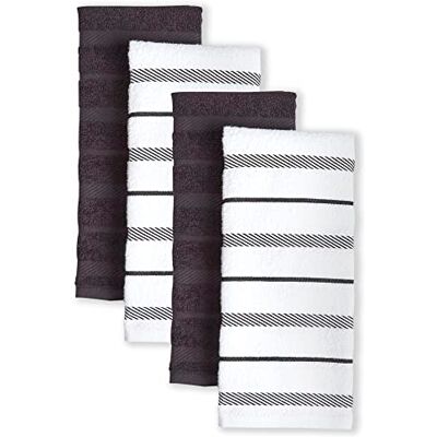 KitchenAid Albany Lot de 4 torchons de Cuisine Onyx Noir/Blanc 40 x 66 cm - Publicité KitchenAid Albany Lot de 4 torchons de Cuisine Onyx Noir/Blanc 40 x 66 cm - Publicité