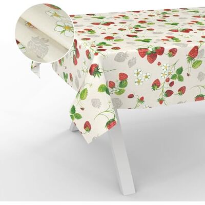 ANRO Nappe en Toile cirée, Lavable, pour Table de Jardin, extérieur et intérieur, Bord coupé, Motif Fraises, 240 x 140 cm - Publicité ANRO Nappe en Toile cirée, Lavable, pour Table de Jardin, extérieur et intérieur, Bord coupé, Motif Fraises, 240 x 140 cm - Publicité