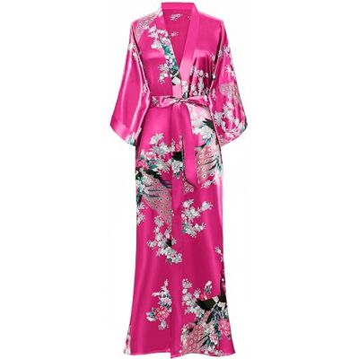 BABEYOND Kimono Femme Long en Satin Peignoir Léger Imprimé Paon jusqu'à la Cheville - Publicité BABEYOND Kimono Femme Long en Satin Peignoir Léger Imprimé Paon jusqu'à la Cheville - Publicité