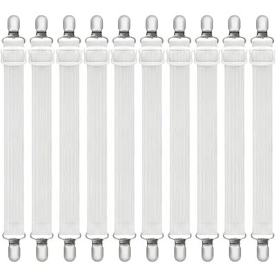 Gavenlle Lot de 10 tendeurs de drap de lit réglables, 35 cm à 130 cm, élastiques avec clips en métal, tendeur de matelas pour matelas, planche à repasser, canapé, nappe - Publicité Gavenlle Lot de 10 tendeurs de drap de lit réglables, 35 cm à 130 cm, élastiques avec clips en métal, tendeur de matelas pour matelas, planche à repasser, canapé, nappe - Publicité