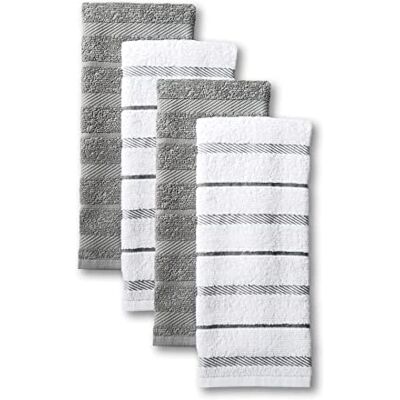 KitchenAid Albany Lot de 4 torchons de Cuisine Gris/Blanc 40 x 66 cm - Publicité KitchenAid Albany Lot de 4 torchons de Cuisine Gris/Blanc 40 x 66 cm - Publicité