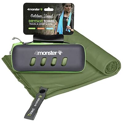 4Monster Serviette en microfibre avec étui de transport, serviette de voyage super absorbante, serviette à séchage rapide, serviette de camping, idéale pour la gym, la plage, la natation, la randonnée - Publicité 4Monster Serviette en microfibre avec étui de transport, serviette de voyage super absorbante, serviette à séchage rapide, serviette de camping, idéale pour la gym, la plage, la natation, la randonnée - Publicité