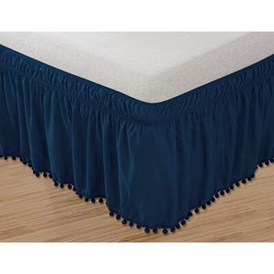 Elegant Comfort Pom-Pom-Cache-sommier élastique Infroissable avec nœud sur Le Dessus et Franges à Pompons pour Grand lit/très Grand lit, Bleu Marine - Publicité Elegant Comfort Pom-Pom-Cache-sommier élastique Infroissable avec nœud sur Le Dessus et Franges à Pompons pour Grand lit/très Grand lit, Bleu Marine - Publicité
