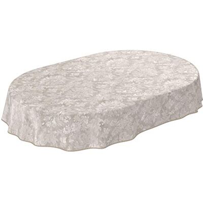 ANRO Nappe en Toile cirée Lavable pour Le Jardin, de Forme Ronde, Ovale ou rectangulaire, pour l'intérieur et l'extérieur, Motif Baroque vrillé, Beige-Gris Clair, Ovale, 180 x 140 cm, avec Ourlet, Bordure - Publicité ANRO Nappe en Toile cirée Lavable pour Le Jardin, de Forme Ronde, Ovale ou rectangulaire, pour l'intérieur et l'extérieur, Motif Baroque vrillé, Beige-Gris Clair, Ovale, 180 x 140 cm, avec Ourlet, Bordure - Publicité