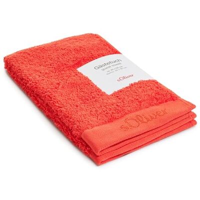 s.Oliver Serviette de toilette de luxe 30 x 50 cm Rouge 100 % coton Petite serviette d'invité en tissu éponge, 600 g/m², douce et absorbante, couleur corail, certifiée Oeko-TEX® et lavable - Publicité s.Oliver Serviette de toilette de luxe 30 x 50 cm Rouge 100 % coton Petite serviette d'invité en tissu éponge, 600 g/m², douce et absorbante, couleur corail, certifiée Oeko-TEX® et lavable - Publicité