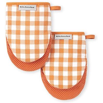 KitchenAid Lot de 2 mini gants de cuisine vichy miel, 14 x 20,3 cm - Publicité KitchenAid Lot de 2 mini gants de cuisine vichy miel, 14 x 20,3 cm - Publicité