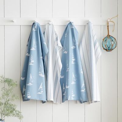 Catherine Lansfield Salcombe Boats Lot de 4 torchons de Cuisine en Coton Bleu 50 x 70 cm - Publicité Catherine Lansfield Salcombe Boats Lot de 4 torchons de Cuisine en Coton Bleu 50 x 70 cm - Publicité