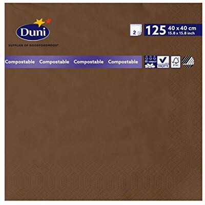 Duni 178999 2 plis Serviettes en papier, 40 cm x 40 cm, marrons (lot de 1250) - Publicité Duni 178999 2 plis Serviettes en papier, 40 cm x 40 cm, marrons (lot de 1250) - Publicité