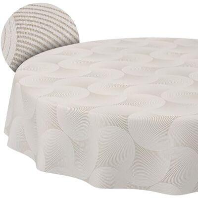ANRO Nappe Lavable Effet Lotus Facile d'entretien en Coton et Polyester Anti-Taches pour l'extérieur Curva Gris Ronde 140 cm - Publicité ANRO Nappe Lavable Effet Lotus Facile d'entretien en Coton et Polyester Anti-Taches pour l'extérieur Curva Gris Ronde 140 cm - Publicité