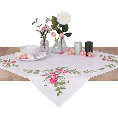 Trimits Kit de broderie Nappe Comprend tissu imprimé, fils, aiguille et instructions, 80 x 80 cm, motif fleurs et baies - Publicité Trimits Kit de broderie Nappe Comprend tissu imprimé, fils, aiguille et instructions, 80 x 80 cm, motif fleurs et baies - Publicité
