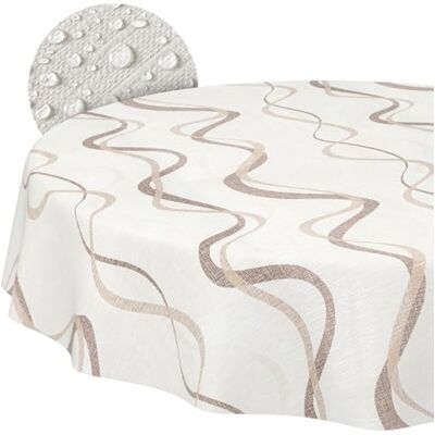 ANRO Nappe en Toile cirée Lavable, pour Table de Jardin, extérieur et intérieur, Ronde, Bord coupé, Vagues, 140 cm - Publicité ANRO Nappe en Toile cirée Lavable, pour Table de Jardin, extérieur et intérieur, Ronde, Bord coupé, Vagues, 140 cm - Publicité