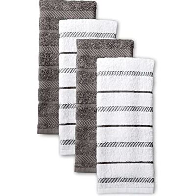 KitchenAid Albany Lot de 4 torchons de Cuisine Gris Anthracite/Blanc 40 x 66 cm - Publicité KitchenAid Albany Lot de 4 torchons de Cuisine Gris Anthracite/Blanc 40 x 66 cm - Publicité