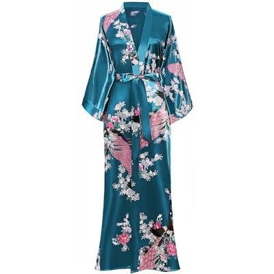 BABEYOND Kimono Femme Long en Satin Peignoir Léger Imprimé Paon jusqu'à la Cheville - Publicité BABEYOND Kimono Femme Long en Satin Peignoir Léger Imprimé Paon jusqu'à la Cheville - Publicité