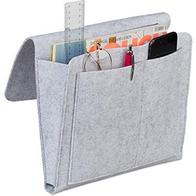 Relaxdays Poche de lit, feutre, à suspendre, 5 compartiments, rangement canapé, organisateur HLP 26x28x5 cm, gris clair - Publicité Relaxdays Poche de lit, feutre, à suspendre, 5 compartiments, rangement canapé, organisateur HLP 26x28x5 cm, gris clair - Publicité