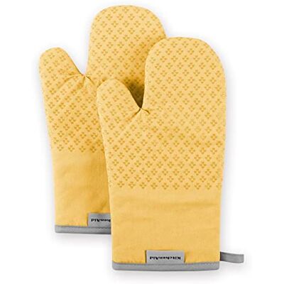 KitchenAid astéroïde Gants de Cuisine en Coton avec poignée en Silicone, Jaune Beurre, Ensemble de 2 - Publicité KitchenAid astéroïde Gants de Cuisine en Coton avec poignée en Silicone, Jaune Beurre, Ensemble de 2 - Publicité