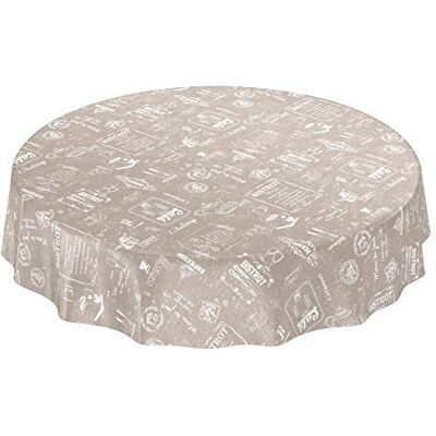 ANRO Nappe en Toile cirée Lavable, Beige, bistrot, rétro, Moderne, Ronde, 140 cm - Publicité ANRO Nappe en Toile cirée Lavable, Beige, bistrot, rétro, Moderne, Ronde, 140 cm - Publicité