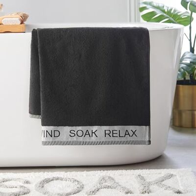 Catherine Lansfield Relax and Unwind Drap de Bain Noir 90 x 140 cm - Publicité Catherine Lansfield Relax and Unwind Drap de Bain Noir 90 x 140 cm - Publicité