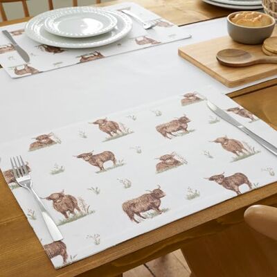 Catherine Lansfield Angus Highland Lot de 4 Sets de Table en Coton Motif Vache 30 x 46 cm - Publicité Catherine Lansfield Angus Highland Lot de 4 Sets de Table en Coton Motif Vache 30 x 46 cm - Publicité