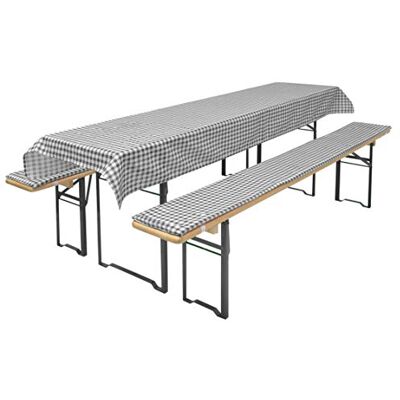 Brandsseller Lot de 3 – Ensemble de Coussins pour Mobilier de Brasserie 2 Coussins de Banc rembourrés 220x25 cm et 1 Nappe 240x90 pour tous Table de Jardin ou Chapiteau Gris à carreaux - Publicité Brandsseller Lot de 3 – Ensemble de Coussins pour Mobilier de Brasserie 2 Coussins de Banc rembourrés 220x25 cm et 1 Nappe 240x90 pour tous Table de Jardin ou Chapiteau Gris à carreaux - Publicité