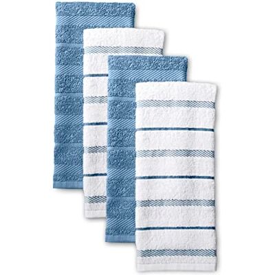 KitchenAid Albany Lot de 4 torchons de Cuisine, 40,6 x 66 cm, Velours Bleu/Blanc - Publicité KitchenAid Albany Lot de 4 torchons de Cuisine, 40,6 x 66 cm, Velours Bleu/Blanc - Publicité