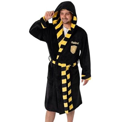 Harry Potter Peignoir à capuche noir unisexe Poufsouffle Tenue d'intérieur douillette en polaire avec lien Pyjama à manches longues inspiré du film Idéal pour se détendre à la maison - Publicité Harry Potter Peignoir à capuche noir unisexe Poufsouffle Tenue d'intérieur douillette en polaire avec lien Pyjama à manches longues inspiré du film Idéal pour se détendre à la maison - Publicité
