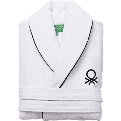 United Colors of Benetton Peignoir M/L 360 g/m² 100% Coton Blanc Noir, Homme - Publicité United Colors of Benetton Peignoir M/L 360 g/m² 100% Coton Blanc Noir, Homme - Publicité