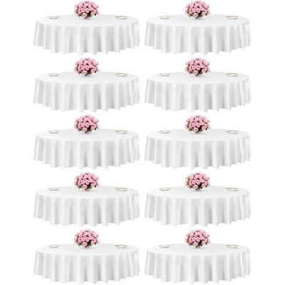 VEVOR Nappe Ronde Blanche, 2286 mm, Couverture de Table en Polyester, Lot de 10, résistante aux Taches et aux Plis, Lavable en Machine, pour Salle à Manger, Mariage, fête, Banquet, événement Officiel - Publicité VEVOR Nappe Ronde Blanche, 2286 mm, Couverture de Table en Polyester, Lot de 10, résistante aux Taches et aux Plis, Lavable en Machine, pour Salle à Manger, Mariage, fête, Banquet, événement Officiel - Publicité