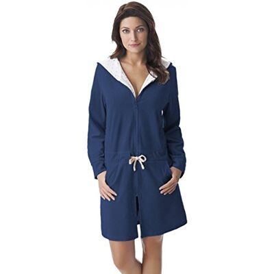 DOROTA Original Peignoir Femme en Coton avec Zip Pratique, Capuche et Cordon, Bleu Marine, XL - Publicité DOROTA Original Peignoir Femme en Coton avec Zip Pratique, Capuche et Cordon, Bleu Marine, XL - Publicité