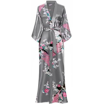 BABEYOND Kimono Femme Long en Satin Peignoir Léger Imprimé Paon jusqu'à la Cheville - Publicité BABEYOND Kimono Femme Long en Satin Peignoir Léger Imprimé Paon jusqu'à la Cheville - Publicité