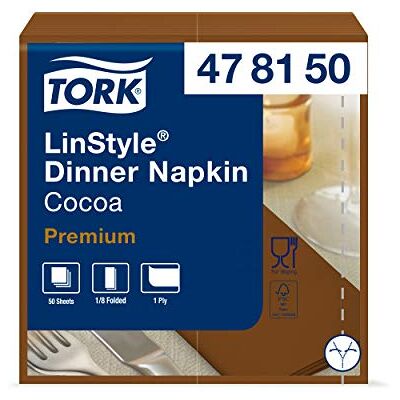 Tork 478150 Serviettes Dinner Premium Linstyle couleur cacao / 1 pli 40cm x 39cm 12 x 50 serviettes pliage 1/8 - Publicité Tork 478150 Serviettes Dinner Premium Linstyle couleur cacao / 1 pli 40cm x 39cm 12 x 50 serviettes pliage 1/8 - Publicité