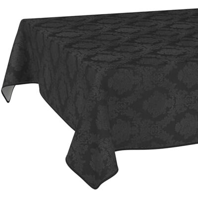 ANRO Nappe Textile en Coton Polyester Lavable Ornement uni Tissu Jacquard damassé Lavable Style Baroque Noir 100 x 140 cm avec Ourlet (bordé) - Publicité ANRO Nappe Textile en Coton Polyester Lavable Ornement uni Tissu Jacquard damassé Lavable Style Baroque Noir 100 x 140 cm avec Ourlet (bordé) - Publicité
