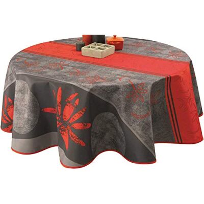 MONRIKON Le linge de Jules Nappe anti-taches Lotus rouge taille : Ronde diamètre 160 cm, Doré - Publicité MONRIKON Le linge de Jules Nappe anti-taches Lotus rouge taille : Ronde diamètre 160 cm, Doré - Publicité