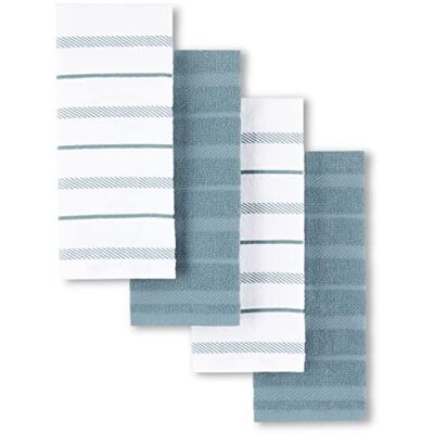 KitchenAid Albany Lot de 4 torchons de Cuisine, Bleu Brouillard/Blanc, 40,6 x 66 cm - Publicité KitchenAid Albany Lot de 4 torchons de Cuisine, Bleu Brouillard/Blanc, 40,6 x 66 cm - Publicité