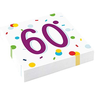 amscan Lot de 20 Serviettes en Papier à confettis pour 60e Anniversaire 33 cm - Publicité amscan Lot de 20 Serviettes en Papier à confettis pour 60e Anniversaire 33 cm - Publicité