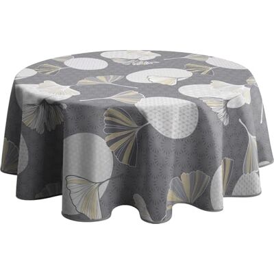 Le linge de Jules Nappe Anti-Taches Kobe Gris Ronde 160 cm - Publicité Le linge de Jules Nappe Anti-Taches Kobe Gris Ronde 160 cm - Publicité