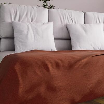 Soleil d'ocre , Adele, Couvre lit, jeté de canapé, Coton, Brique, 180x220 cm - Publicité Soleil d'ocre , Adele, Couvre lit, jeté de canapé, Coton, Brique, 180x220 cm - Publicité