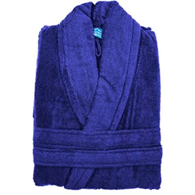 Alpes Blanc Peignoir de bain mixte à Col Châle 70% Coton et 30% Bambou 450g/m² Ultra Doux, Ultra Absorbant et Hypoallergénique Bleu Marine Taille XL - Publicité Alpes Blanc Peignoir de bain mixte à Col Châle 70% Coton et 30% Bambou 450g/m² Ultra Doux, Ultra Absorbant et Hypoallergénique Bleu Marine Taille XL - Publicité