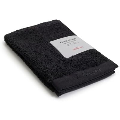s.Oliver Serviette d'invité 30x50 cm 100 % coton, 600 g/m², douce & absorbante, serviette invité noire - Publicité s.Oliver Serviette d'invité 30x50 cm 100 % coton, 600 g/m², douce & absorbante, serviette invité noire - Publicité