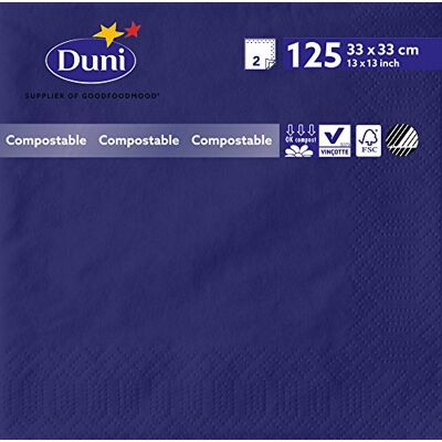 Duni 180383 2 plis Serviettes en papier, 33 cm x 33 cm, Bleu foncé (lot de 2000) - Publicité Duni 180383 2 plis Serviettes en papier, 33 cm x 33 cm, Bleu foncé (lot de 2000) - Publicité