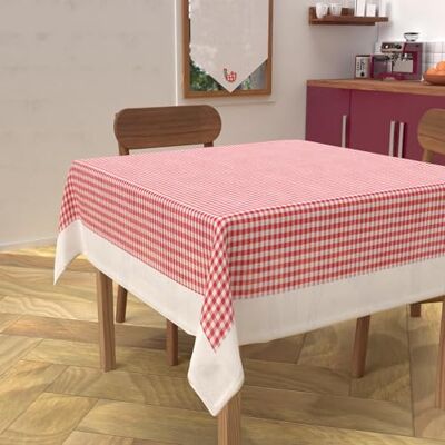 Soleil d'ocre , Nappe carrée Anti-tâches en Coton 140x140 cm Vichy - Publicité Soleil d'ocre , Nappe carrée Anti-tâches en Coton 140x140 cm Vichy - Publicité