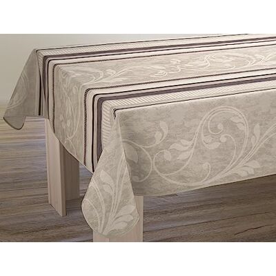 Le linge de Jules Nappe Anti-Taches Arabesque Taille : Ronde diamètre 160 cm, Gris - Publicité Le linge de Jules Nappe Anti-Taches Arabesque Taille : Ronde diamètre 160 cm, Gris - Publicité