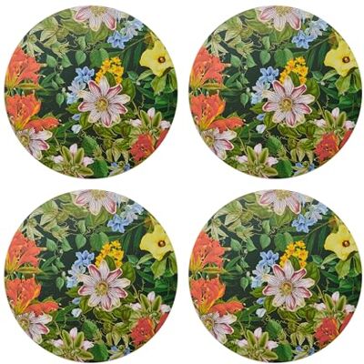 Creative Tropical Floral Set de 4 Sets de Table Ronds Dos en liège imprimé Résistant à la Chaleur et aux Taches Protecteur de Surface jusqu'à 120 °C - Publicité Creative Tropical Floral Set de 4 Sets de Table Ronds Dos en liège imprimé Résistant à la Chaleur et aux Taches Protecteur de Surface jusqu'à 120 °C - Publicité